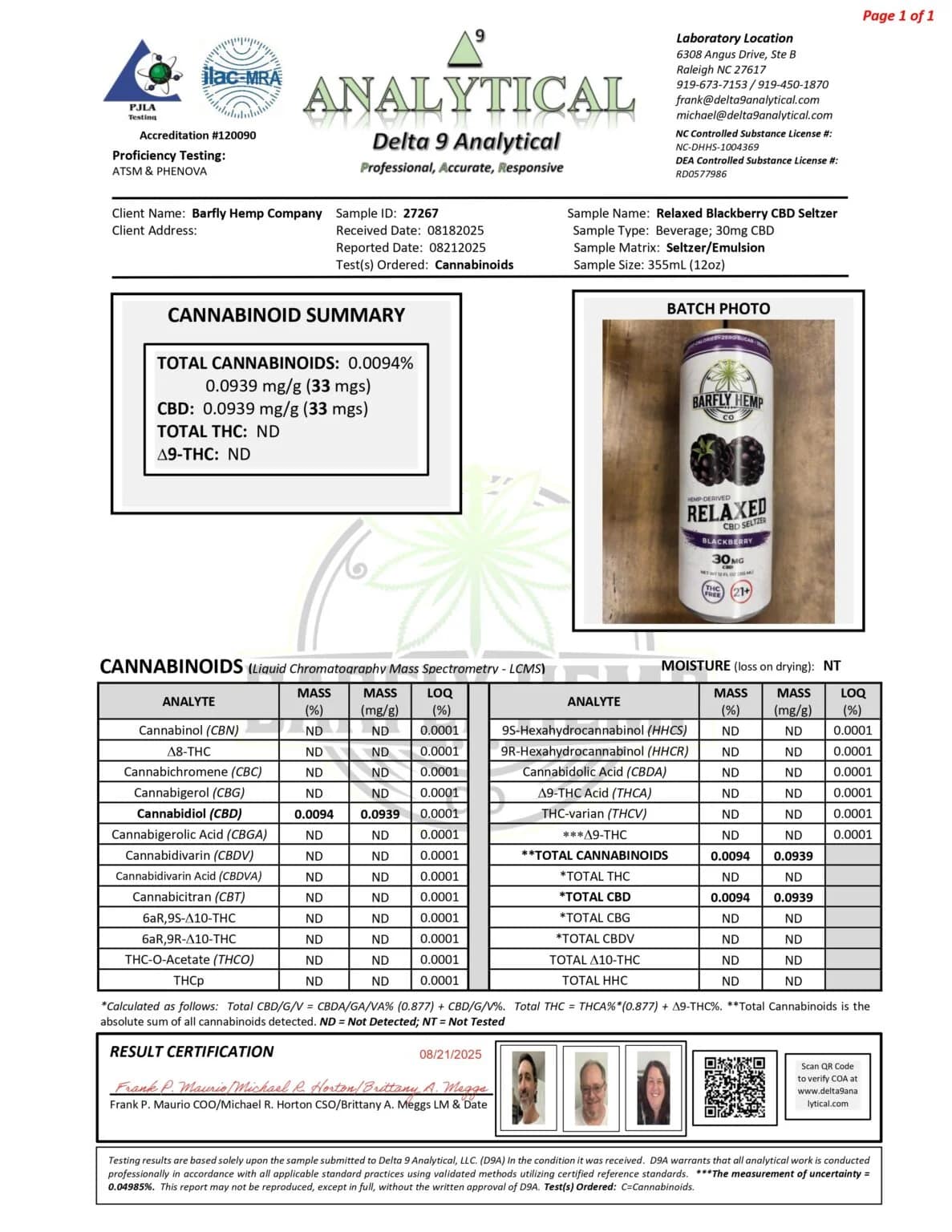Barfly RELAXED Blackberry Seltzer - 30mg CBD - Image 3