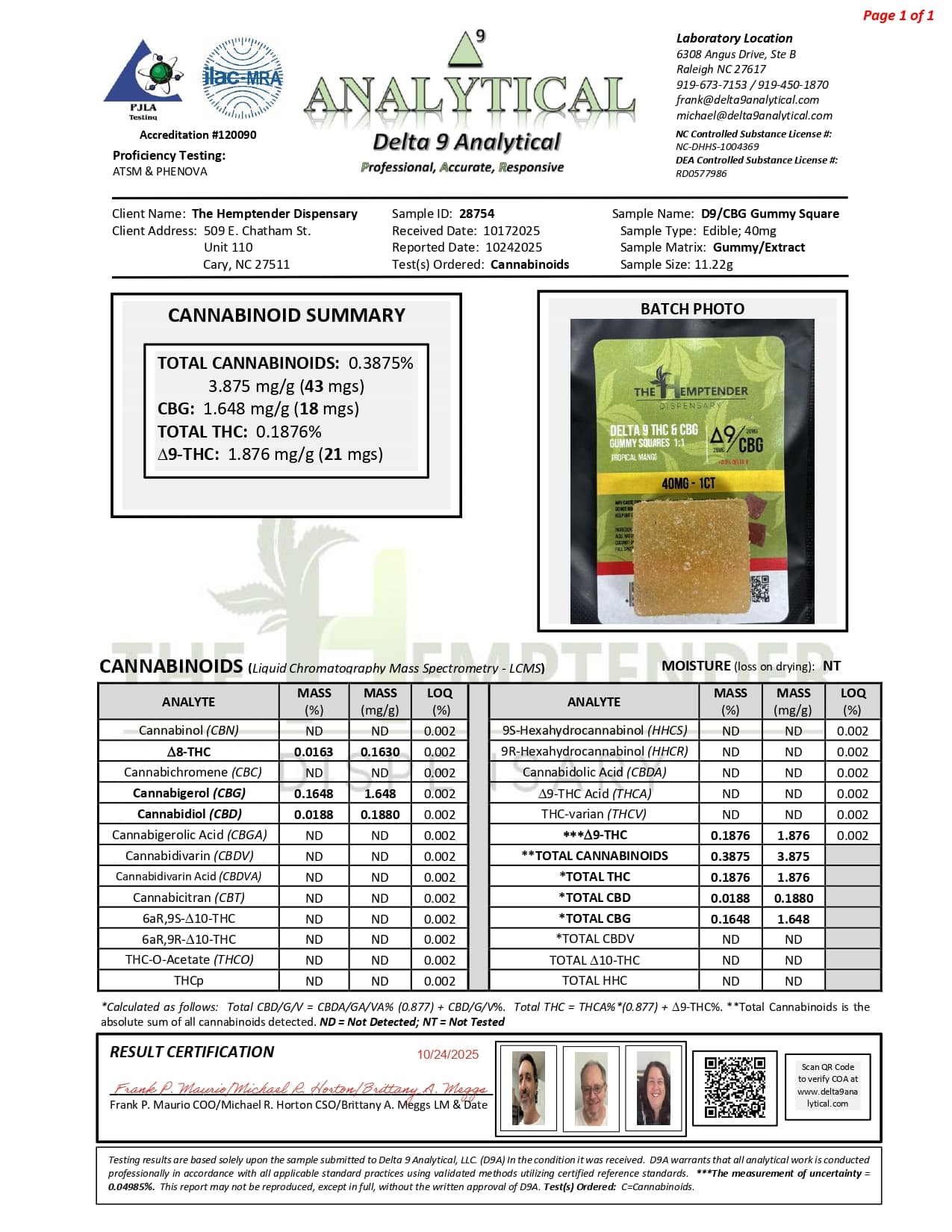 The Hemptender 40mg Delta-9 THC + CBG Gummy Squares - 10ct - Tropical Mango - Image 2