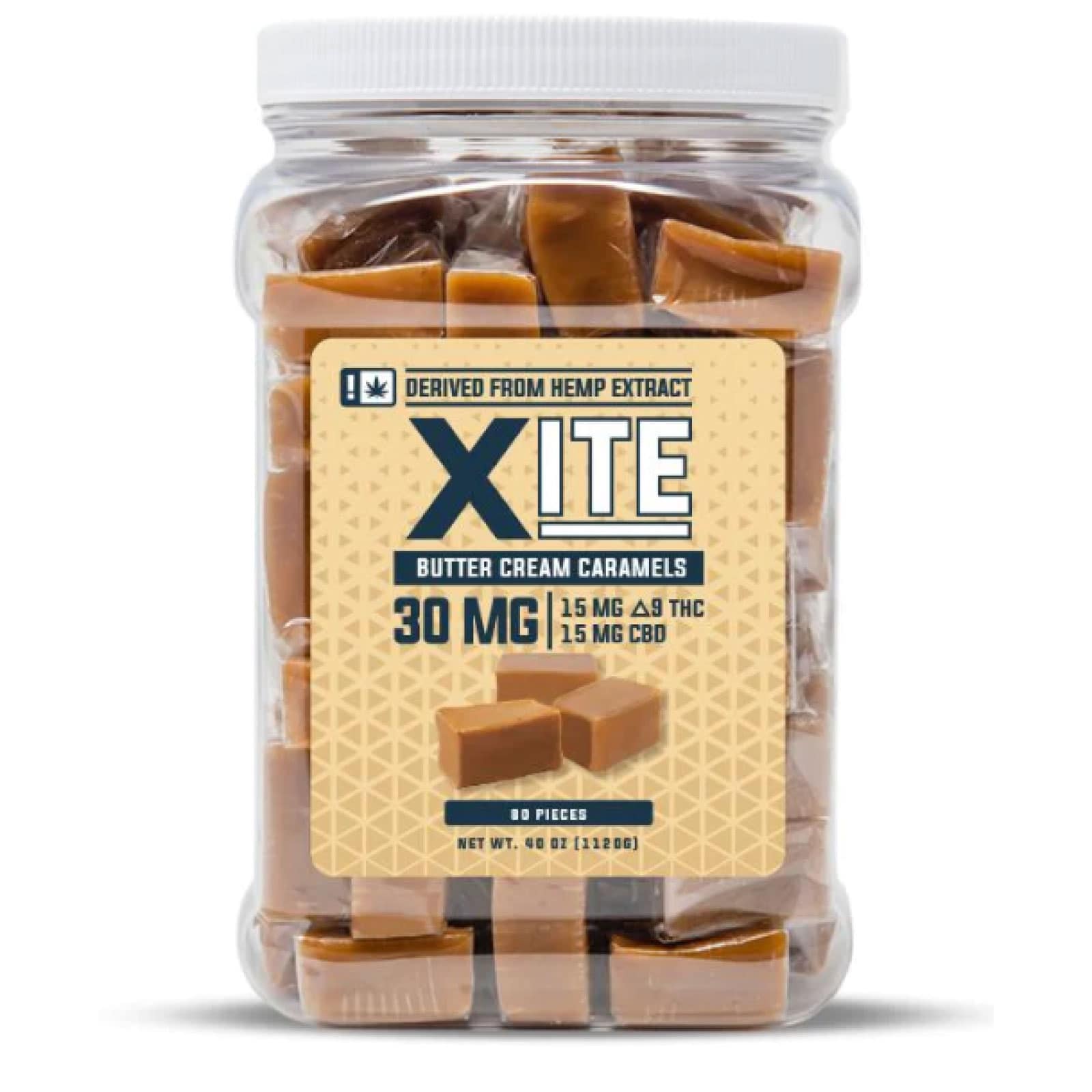 XITE 30mg Delta-9 THC +CBD Chews- Butter Cream Caramel - 6ct