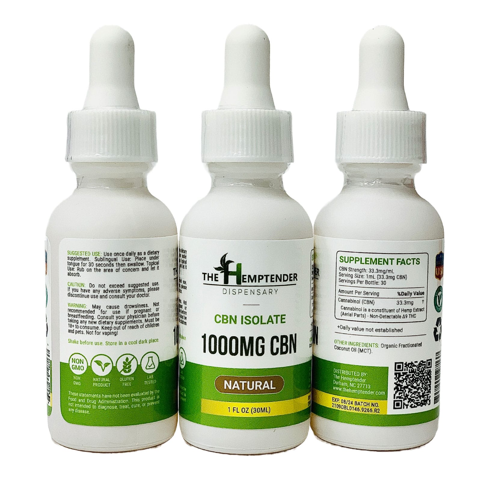 The Hemptender 1000mg CBN Tinctures - Natural Flavor