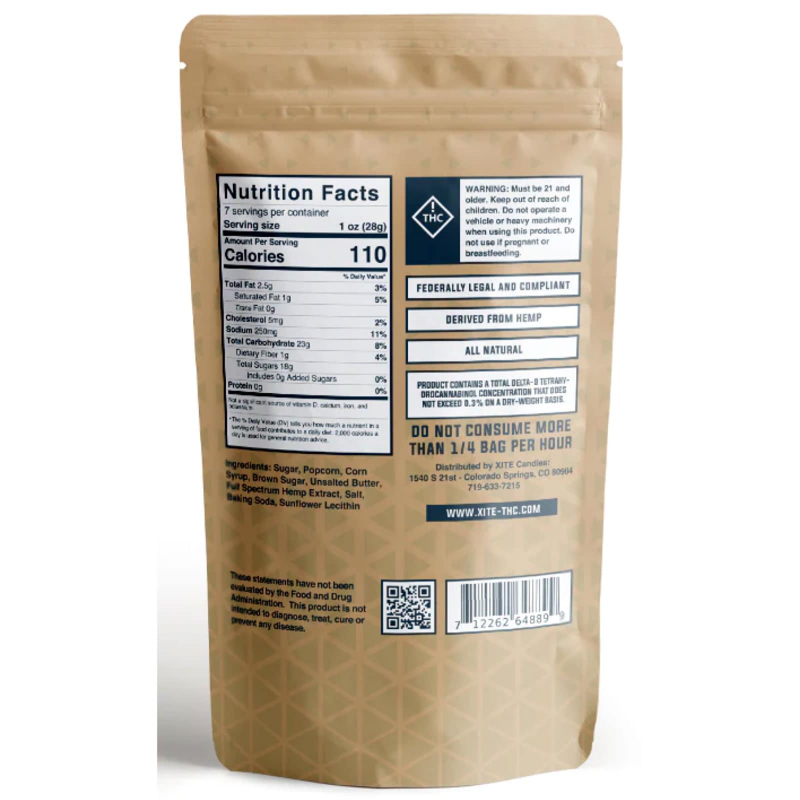 XITE 200mg Delta-9 THC + CBD Popcorn - Caramel Flavor - Image 2