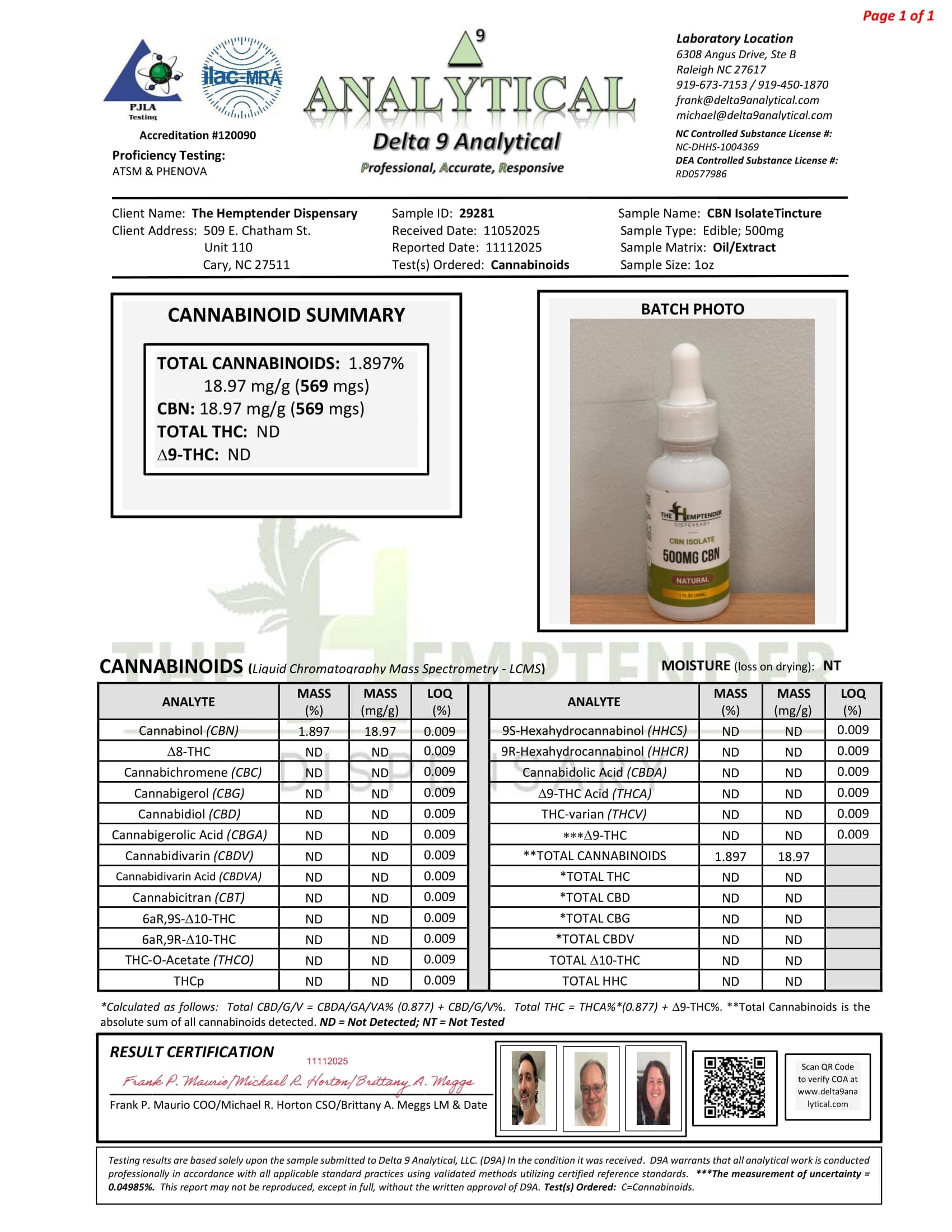 The Hemptender 1000mg CBN Tinctures - Natural Flavor - Image 2