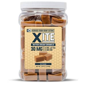 XITE 30mg Delta-9 THC +CBD Chews- Butter Cream Caramel - 6ct