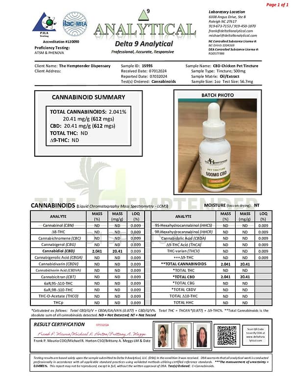 The Hemptender Pets 500mg CBD Pet Tincture - 2 Flavors - Image 2