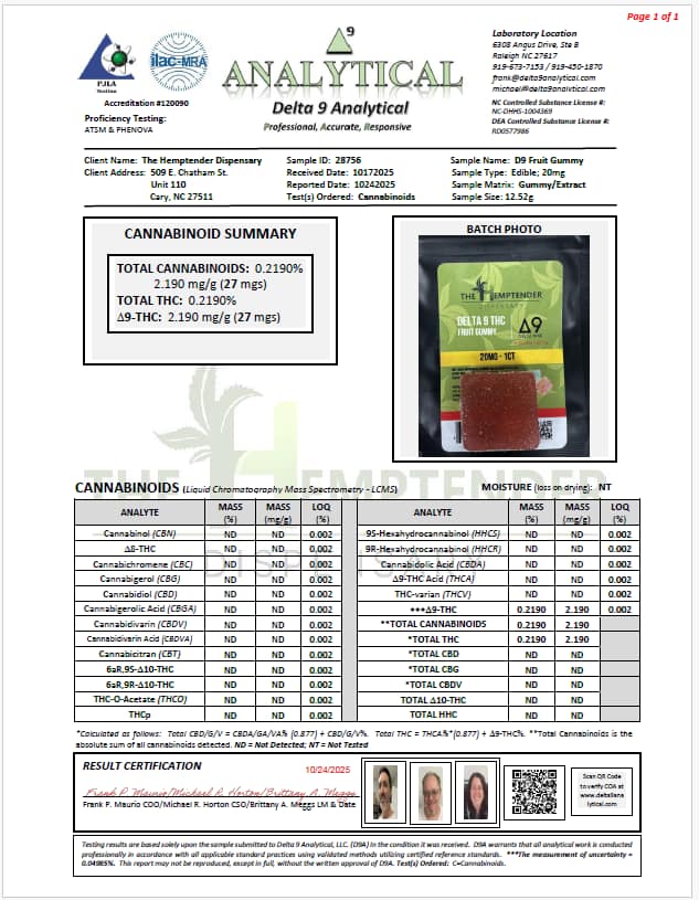 The Hemptender 20mg Delta-9 THC Gummy Squares - 10ct - Image 2