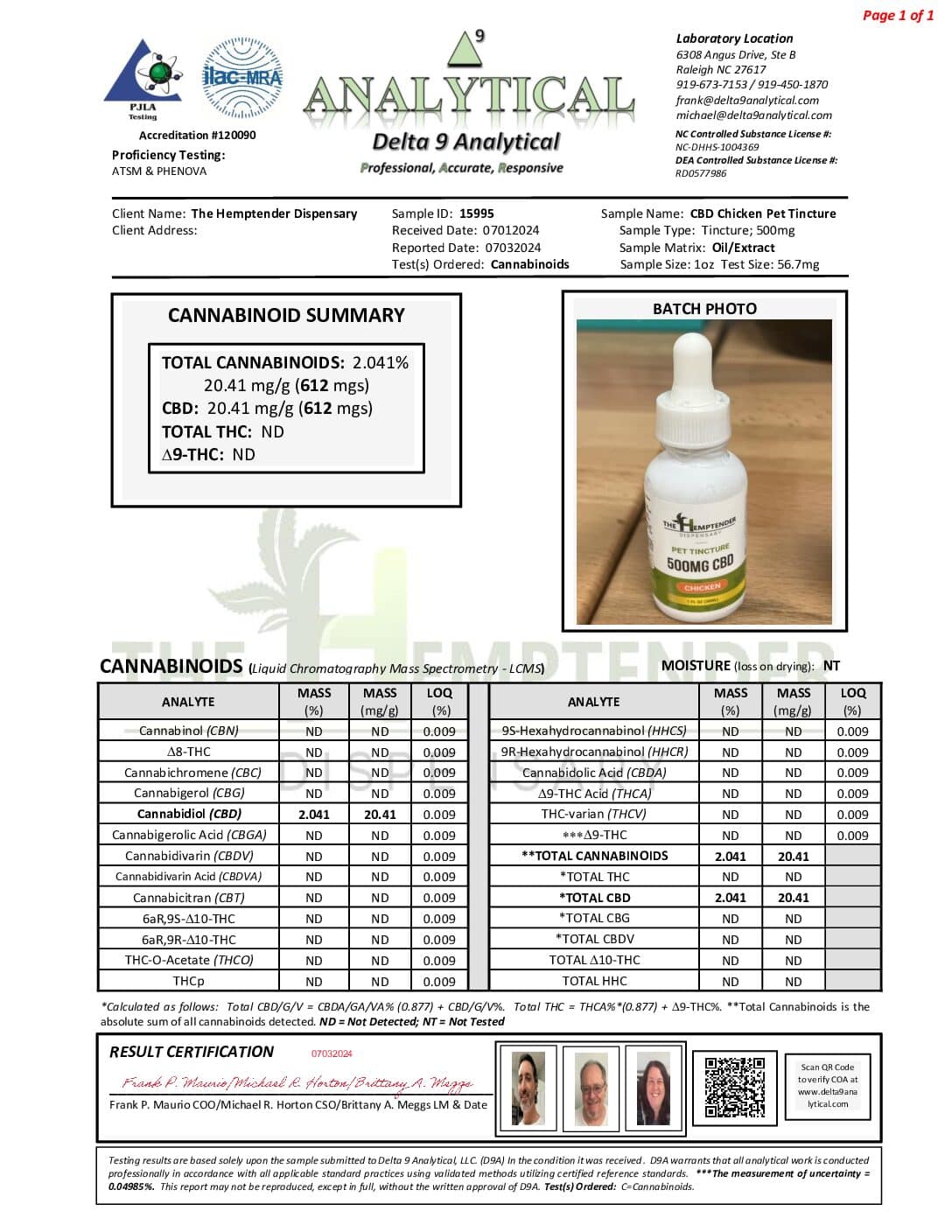 The Hemptender Pets 500mg CBD Pet Tincture - 2 Flavors - Image 2